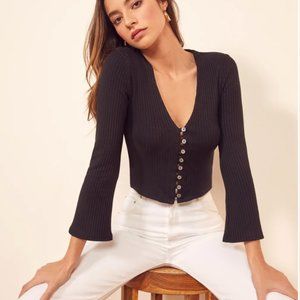 Reformation Gellar Knit Top - Black